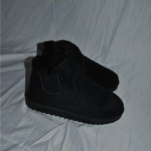 Black Fur-Lined Ankle Boots